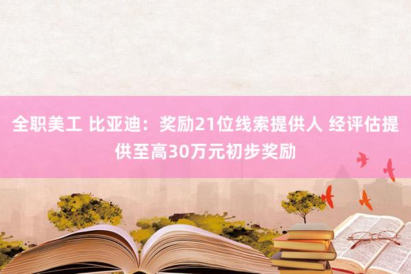 全职美工 比亚迪：奖励21位线索提供人 经评估提供至高30万元初步奖励