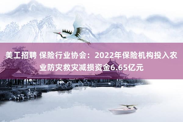 美工招聘 保险行业协会：2022年保险机构投入农业防灾救灾减损资金6.65亿元