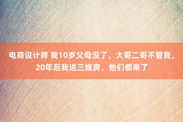 电商设计师 我10岁父母没了，大哥二哥不管我，20年后我送三嫂房，他们都来了