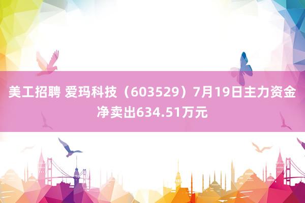 美工招聘 爱玛科技（603529）7月19日主力资金净卖出634.51万元