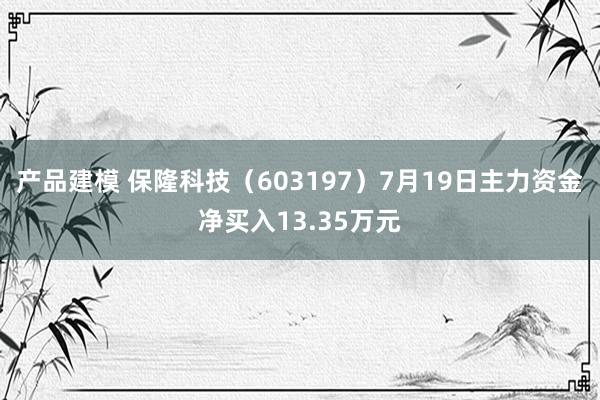 产品建模 保隆科技（603197）7月19日主力资金净买入13.35万元